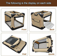 Garnpet 36 Inch Collapsible Soft Dog Crate for Large Dogs - Beige / 26.0"L x 18.0"W x 18.0"H - image 3