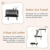 NUNU LAB 7-in-1 Wall Mounted Cat Climber Set, Cat Wall Furniture Set with House, Bridge, Steps, Scratcher Post, DIY Playground, Cat Wall Shelves - Dark Gray