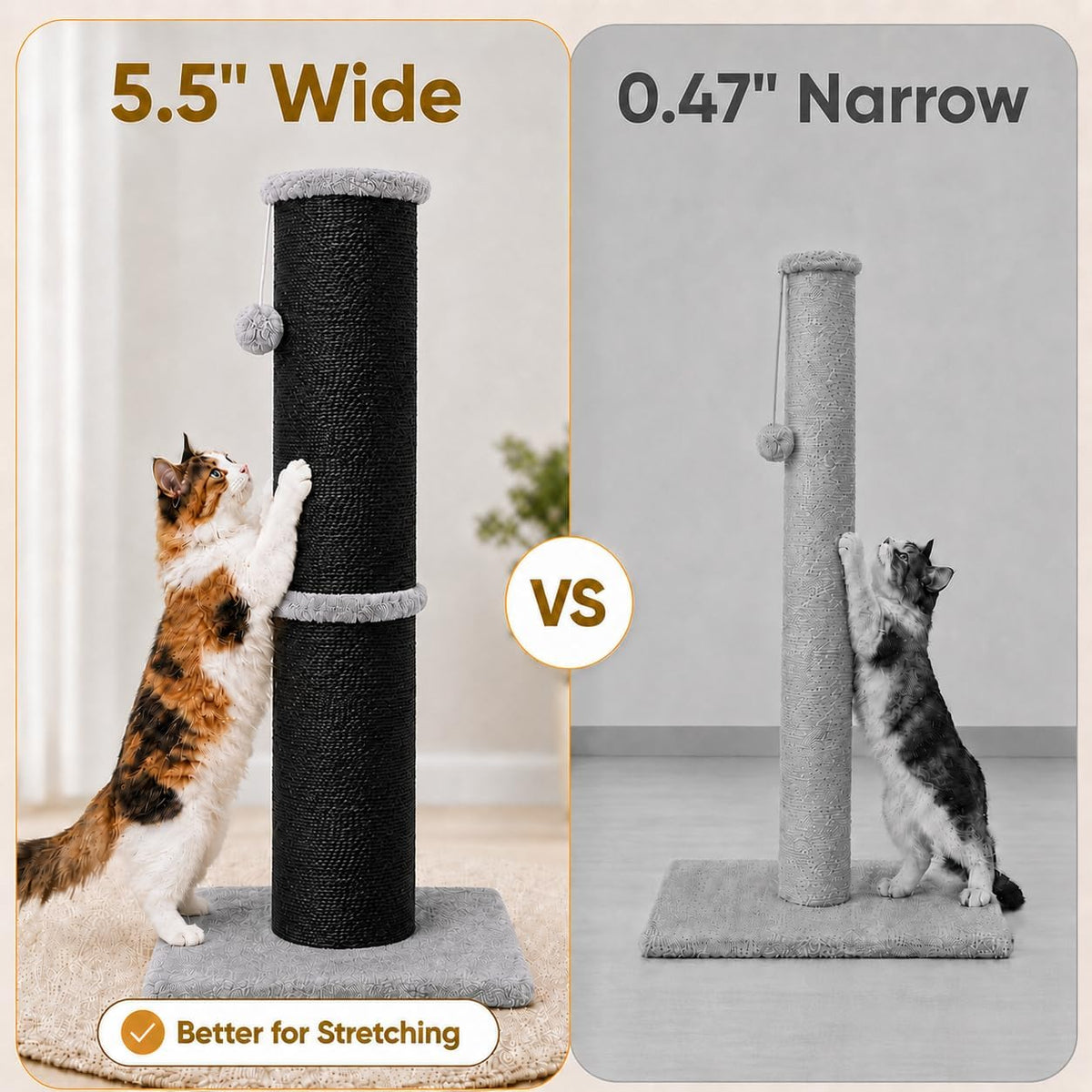 PAWSCRAT 32-Inch Tall Cat Scratching Post, Sisal - X-Large / Black - image 4