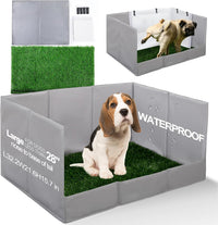 HQ4US Dog Grass Pad with Tray, Foldable Litter Box High Wall - Large for Dog＜ 28" Length