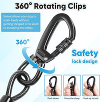 Heavy Duty Dog Tie-Out Cable and Stake for Yard Camping, with 30ft Heavy Duty Cable with Spring, for Small Medium Large Dogs up to 210 lbs, 360°Swivel Dog Run- No Tangle, Spiral Dog Stake