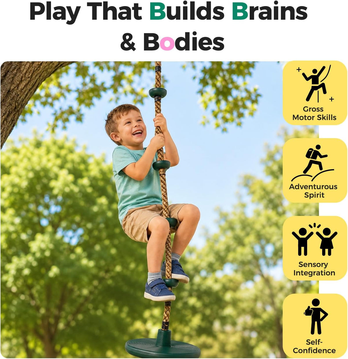 DECORLIFE Tree Swing for Kids - Green - image 3