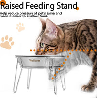 Elevated Cat Bowls, Wide Stainless Steel Cat Food Bowls with Metal Stand Whisker Stress-Free - 4 pack raised bowls - image 2