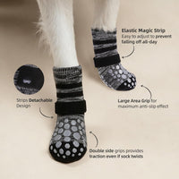 PUPTECK Anti-Slip Dog Socks with Double Sides Grips for Small Medium - Black(Striped) / X-Large (4 Count) - image 4