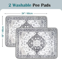 Washable Pee Pads for Dogs, Non-Slip Potty Pads - Grey Medallion / 24"x18" (Pack of 2) - image 2