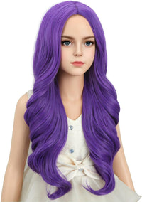 DUDUWIG long black wavy curly middle part wig for kids with wig cap - view 28