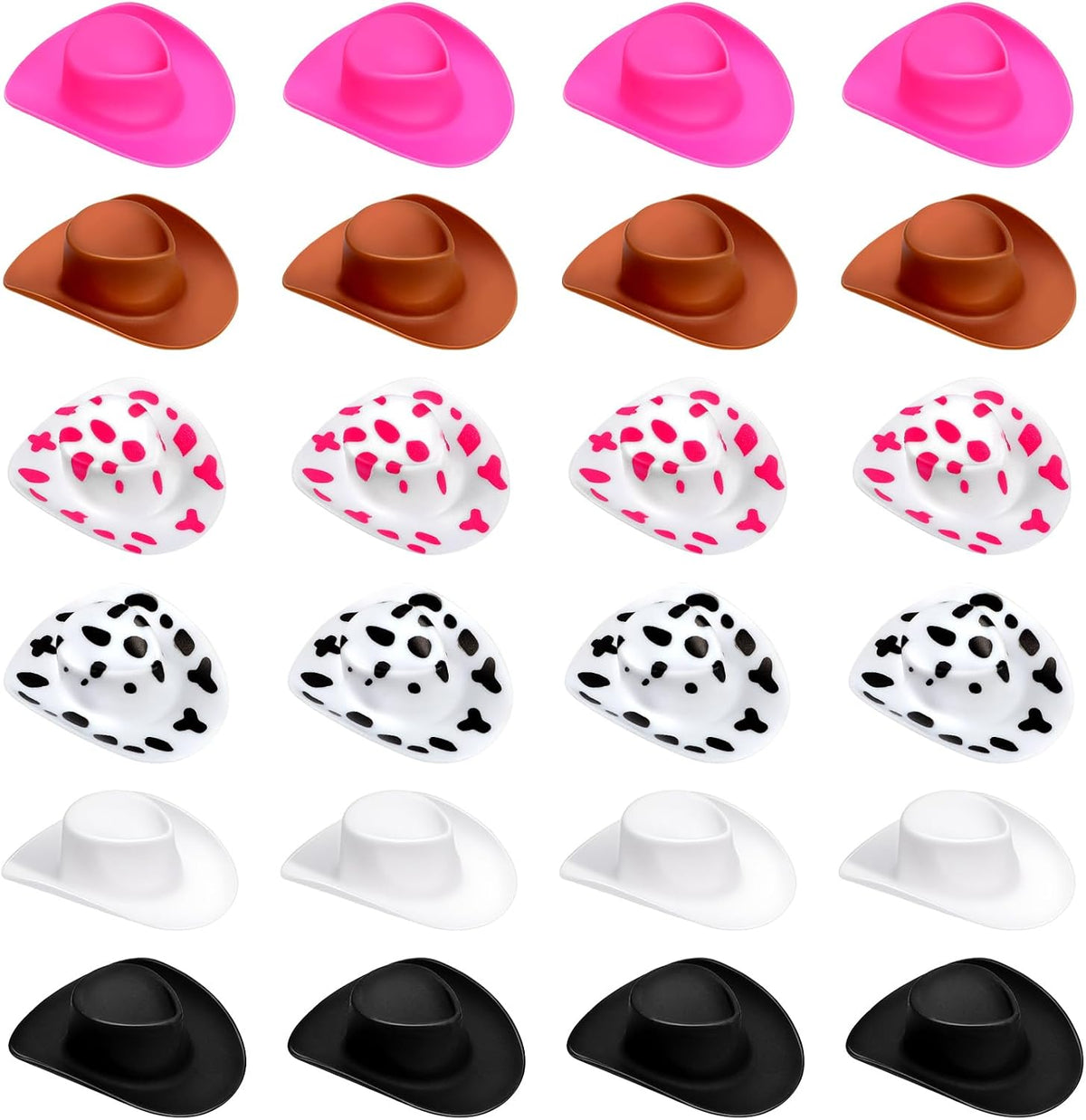 24 PCS Mini Cowboy Hat, Plastic Miniature Western Cowgirl Hat for Party Accessories, Cute Doll Hat - Colorful