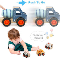Dipalent wooden toy cars, six push and go vehicles including fire truck and police car - view 4