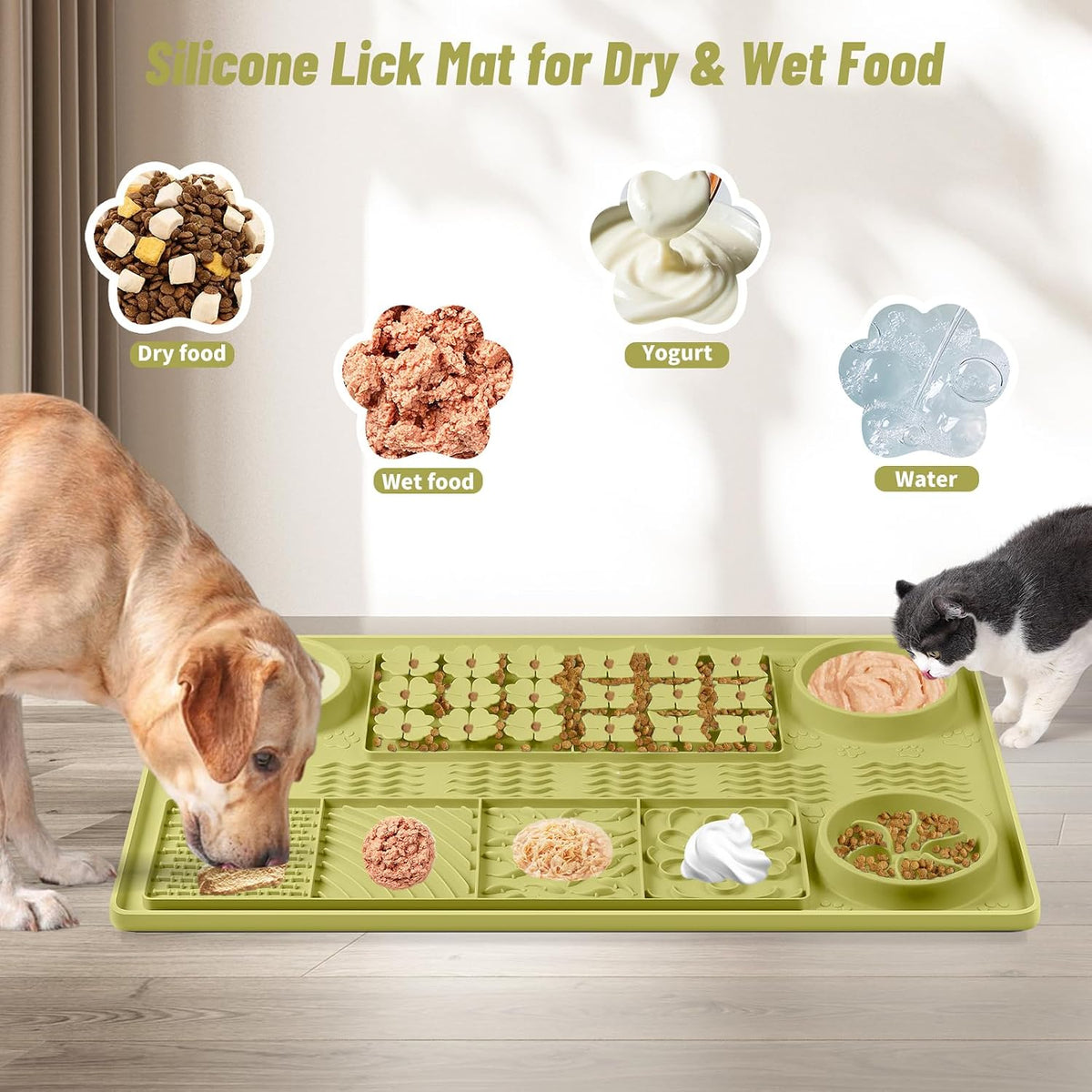 Silicone Snuffle Mat for Dogs 23.6"x 15.7" Large Slow Feeder Mat - Green:32"x20" - image 2