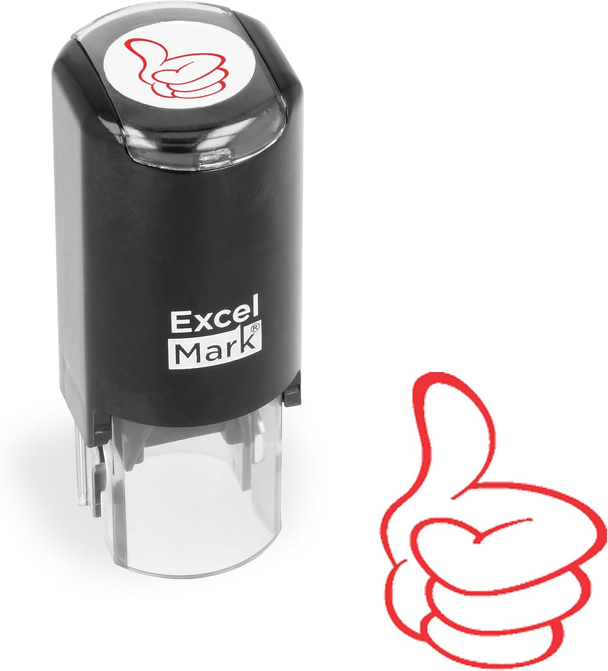 ExcelMark Round Teacher Stamp, RED Ink - THUMBS UP