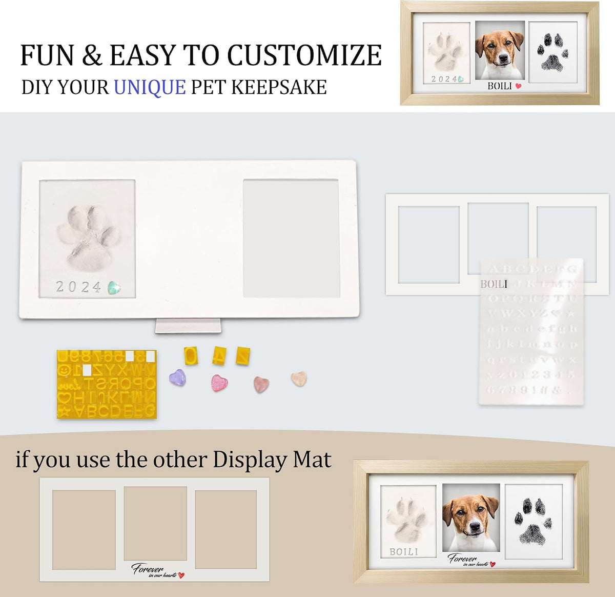 MYPAWLETS Paw Print Frame Kit, Dog/Cat Pawprints Keepsake - Wood-colored - image 4