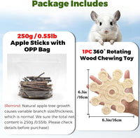 2Pcs Rotating Chinchilla Chew Toys - 2pcs / Small Chew Toy + 250g(0.55lb) Apple Sticks - image 2