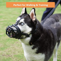 BARKLESS Dog Muzzle, Basket Muzzle for Biting, Chewing and Scavenging, Humane Cage Mouth Cover, Perfect for Grooming and Training Large Aggressive Reactive Dogs (XL, Black)