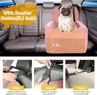 Dog Car Seat for Small/Medium Dogs, Memory Foam Dog Booster Seat - Pink / Medium - image 4