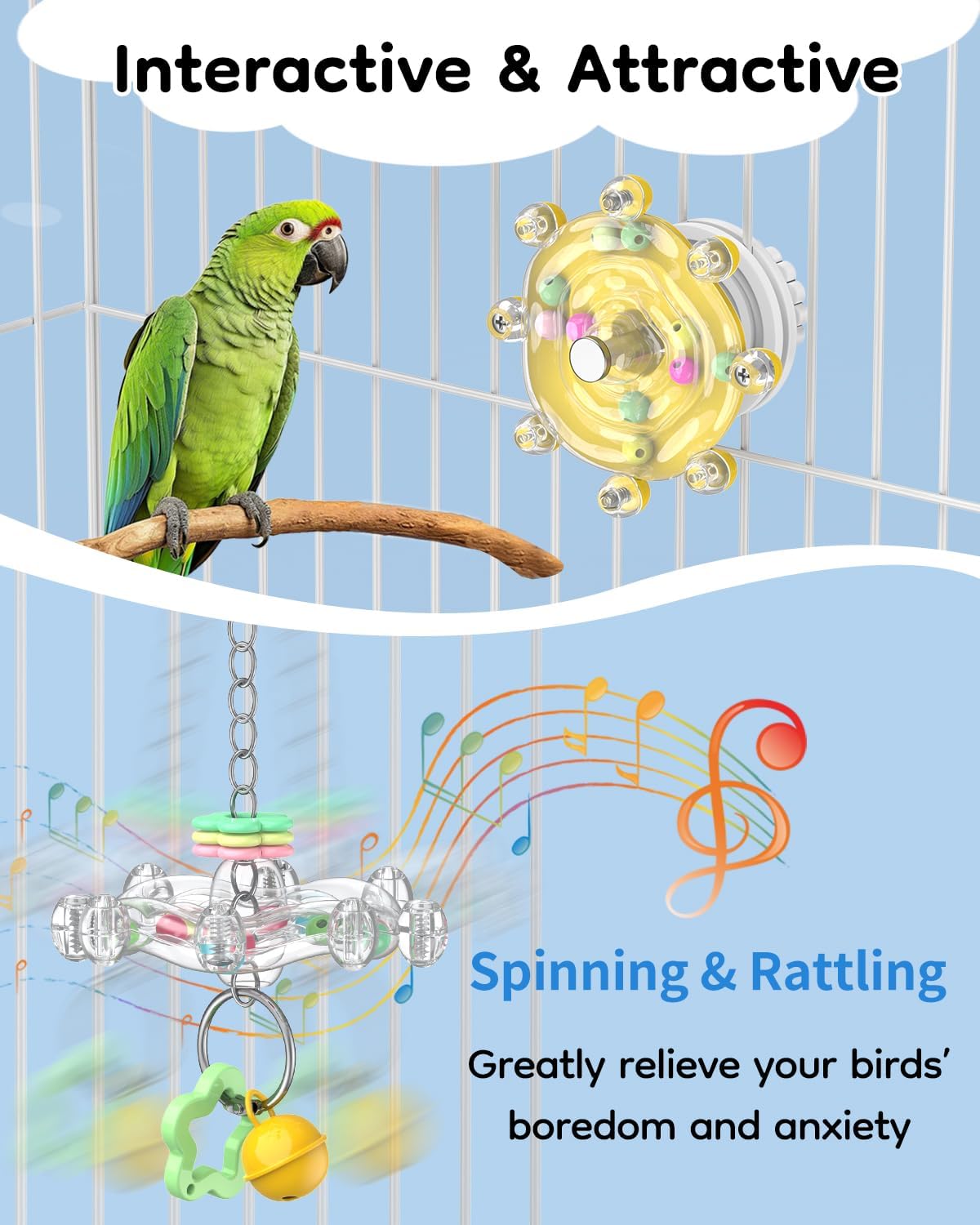 Pawfly 2 Pcs Bird Toys for Parakeets - 2 PC / Yellow - image 4