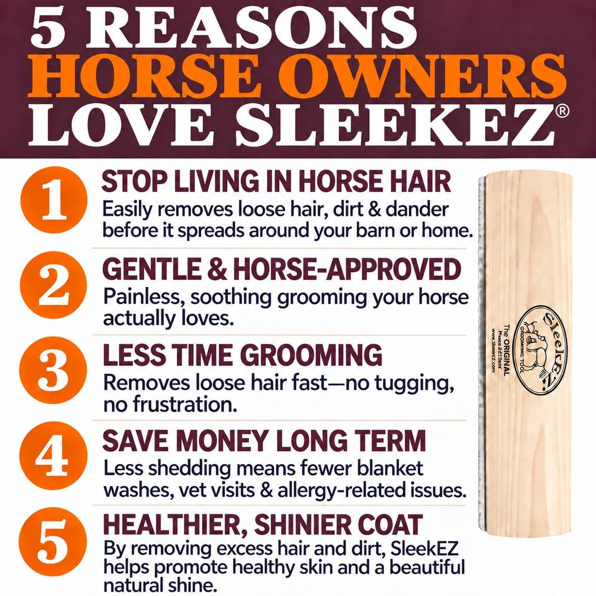 SleekEZ Dog Brush for Shedding, Patented Deshedding Dog Brush - Horse Brush - image 2