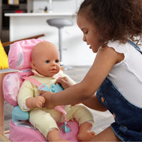 Casdon grey doll car booster seat with adjustable headrest and Huggle hand buckles - view 2
