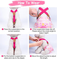 Pet Soft Dog Suspenders 2 Pieces Female Dog Diaper Suspenders - Black & Pink / Small/Medium - image 4