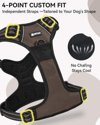 Joytale No Pull Dog Harness & Seat Belt, Easy On 3-Buckle, L - Brown / Extra Large - image 4