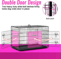 FDW, 48" Foldable Metal Dog Crate, Cage for XL Dogs - Black / 48 Inch Double Door - image 3