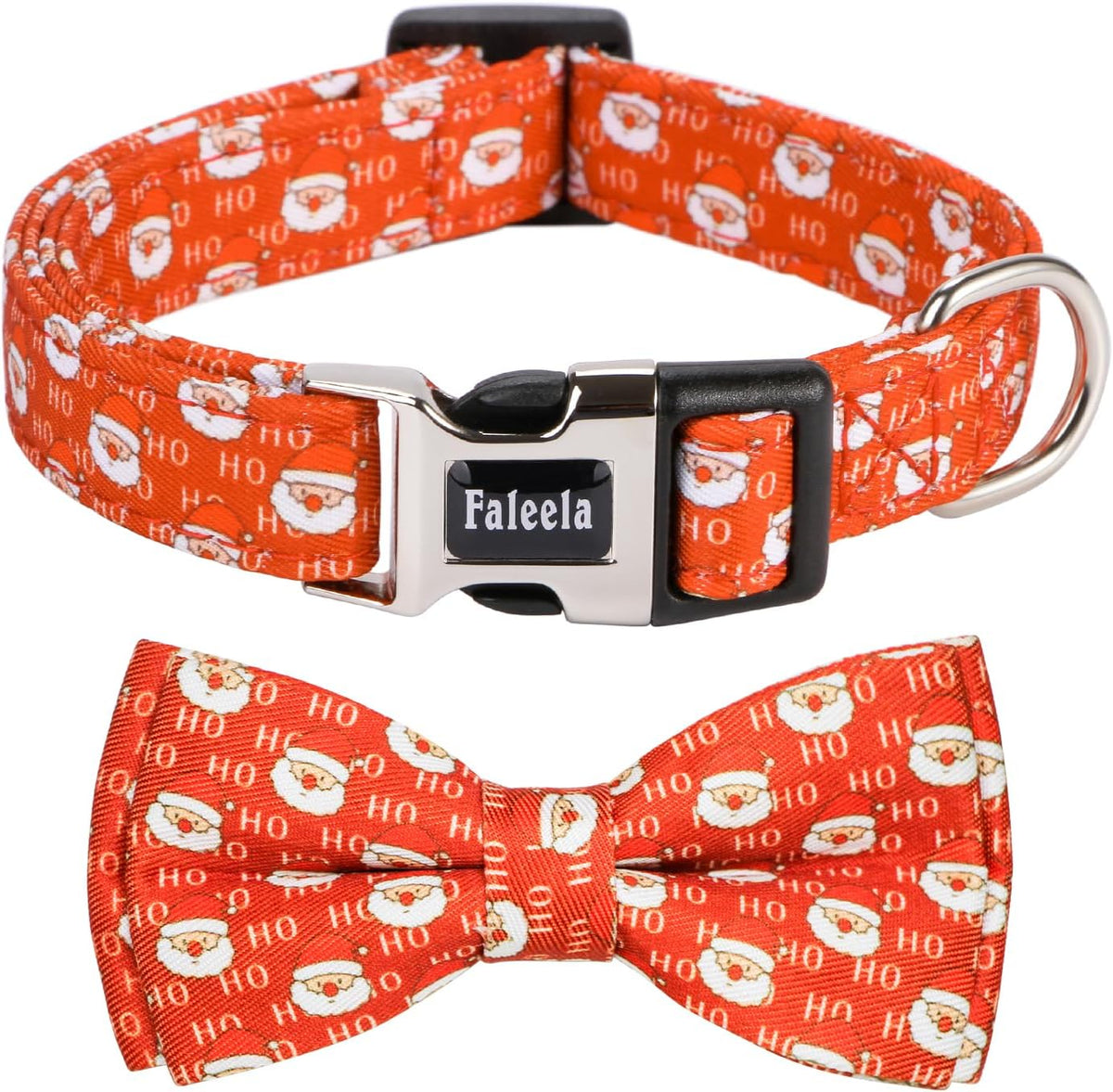 Faleela Soft &Comfy Bowtie Dog Collar - Large(Pack of 1) / Christmas Red