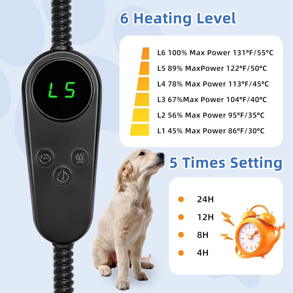 Pet Heating Pad for Cats Dogs Electric Heated Bed Waterproof Warming - Paw Grey / Large:23.6x35.4in - image 4