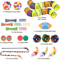 33Pcs Cat Toys Pack for Indoor Cats Kitten, with Cube Tunnel – Essentials for Cats - Extra Large Cat Tunnel Toy Set - image 3