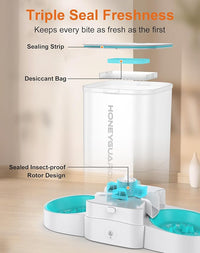 HoneyGuaridan 5L Automatic Cat Feeder for Two Cats, 2.4G WiFi Enabled Smart Feed Pet Feeder with Slow Feeder Bowl,APP Control Dispenser, Dual Power Supply,Desiccant Bag,10s Meal Call White