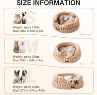 MEWOOFUN Washable Small Dog Bed, Cat Beds for Indoor Cats with Anti-Slip Bottom, Round Pet Bed for Puppy and Kitten (Camel, 24"x24"x9")