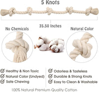 Barida Natural White Cotton Tough Dog Rope Toy for Medium & Large - Large (36.00") - image 3