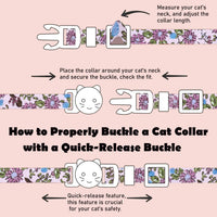 2 Pack Cotton Breakaway Cat Collars Set with Bell and Flower Pendant - beige+dark pink - image 3