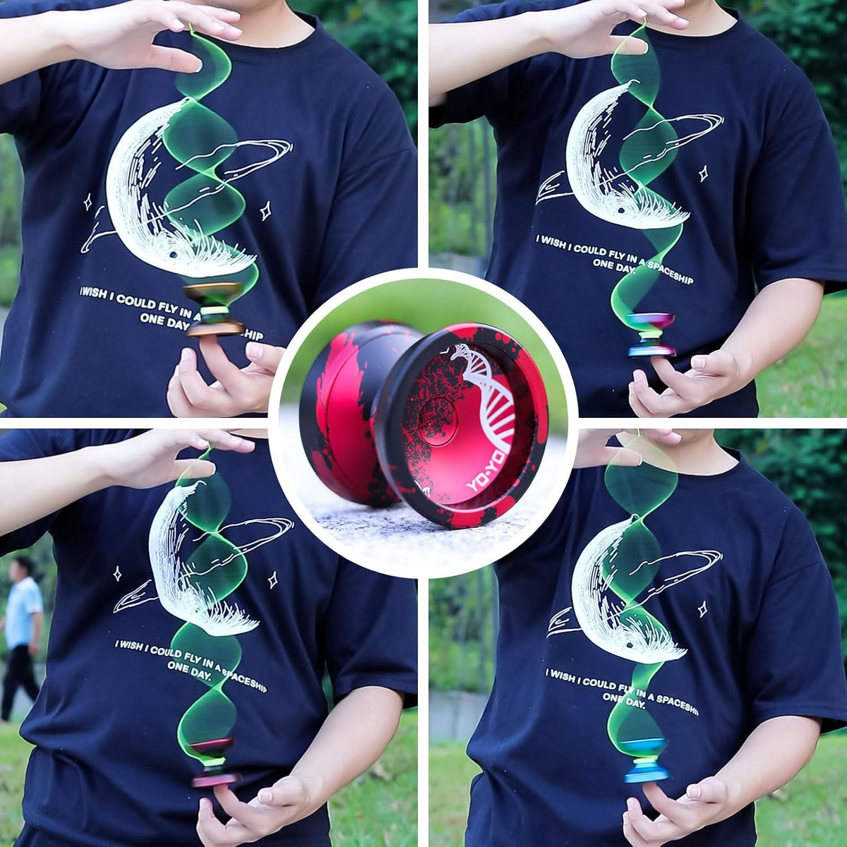 C130 YoYo Professional Responsive Yo yo Bearing for Kids Beginner - Black Red Yoyo - image 4