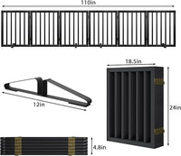Extra Wide Dog Gate 110 inches Wide, Freestanding Pet Gate for The House Doorway, Pet Puppy Barrier, Support Feet Included, Black,6 Panels