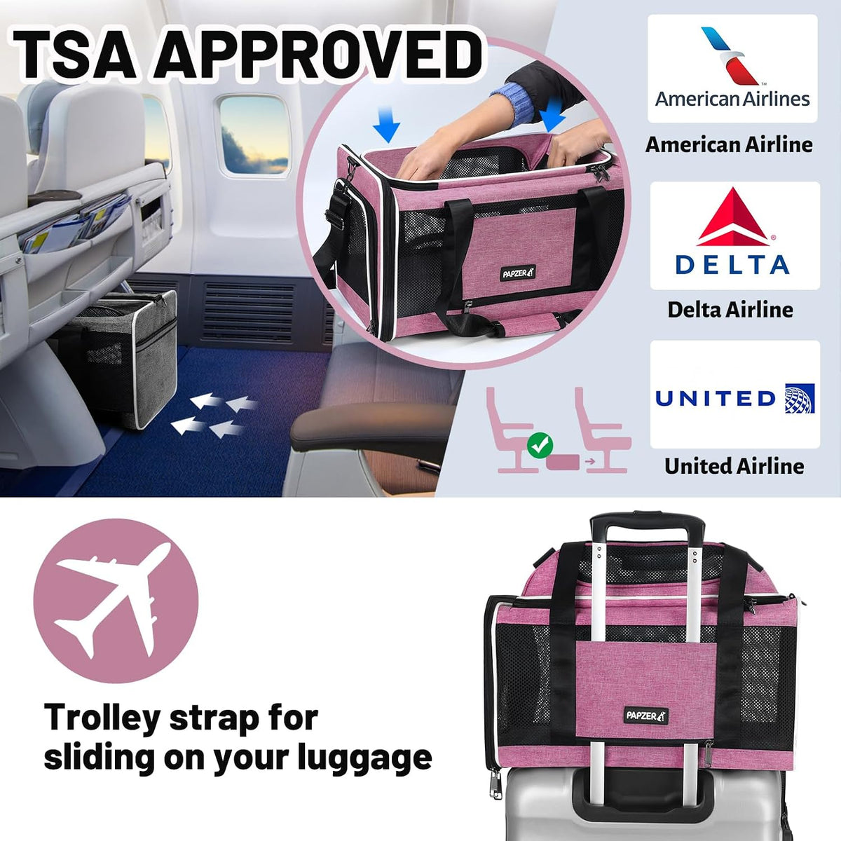 Cat Carrier Top-Expandable 18x11x11 - Pink - image 3