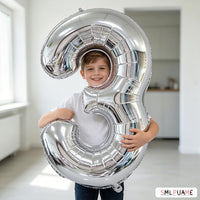 40 Inch Gold Number 1 Balloon - Silver Balloon / 40 Inch Number 3 - image 2