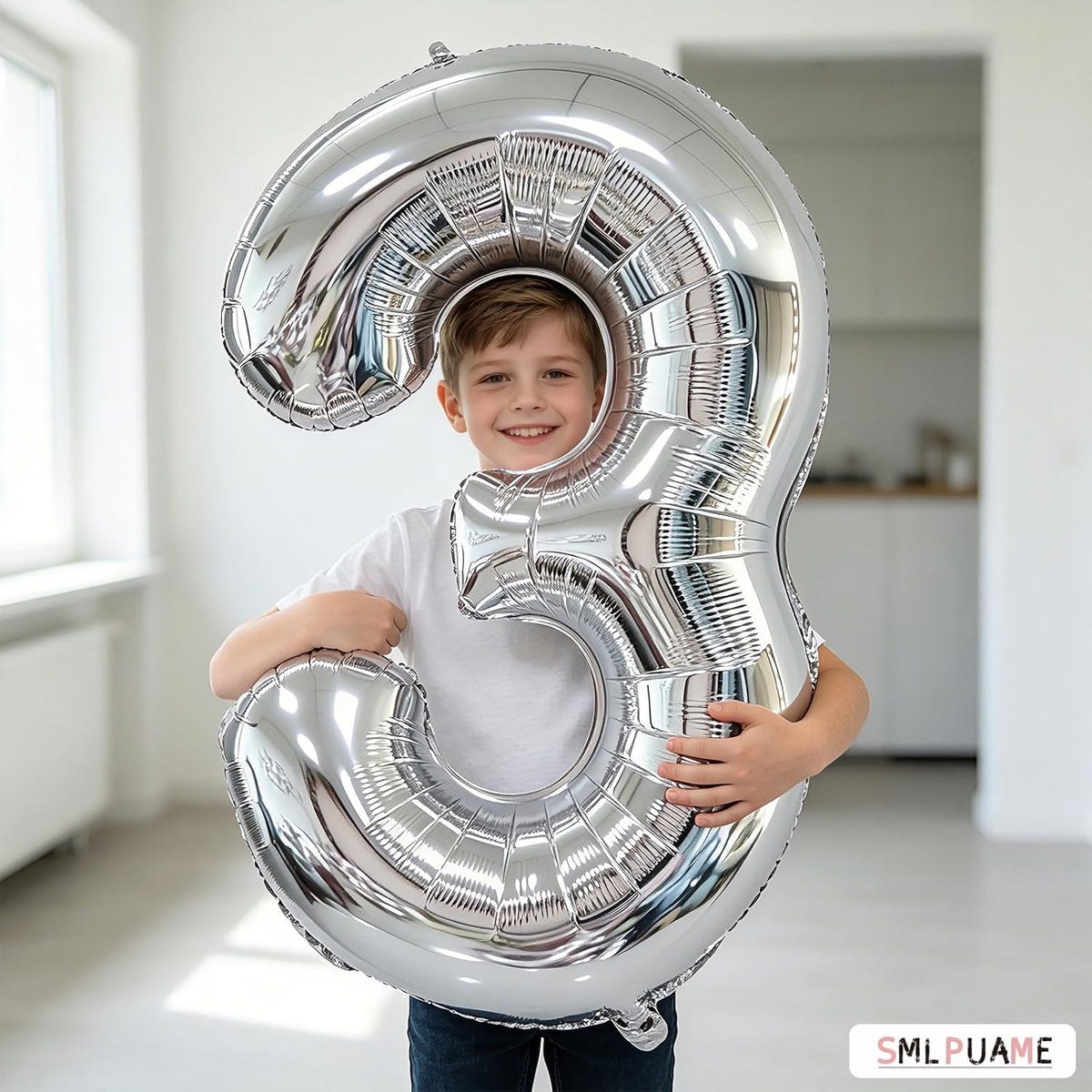 40 Inch Gold Number 1 Balloon - Silver Balloon / 40 Inch Number 3 - image 2