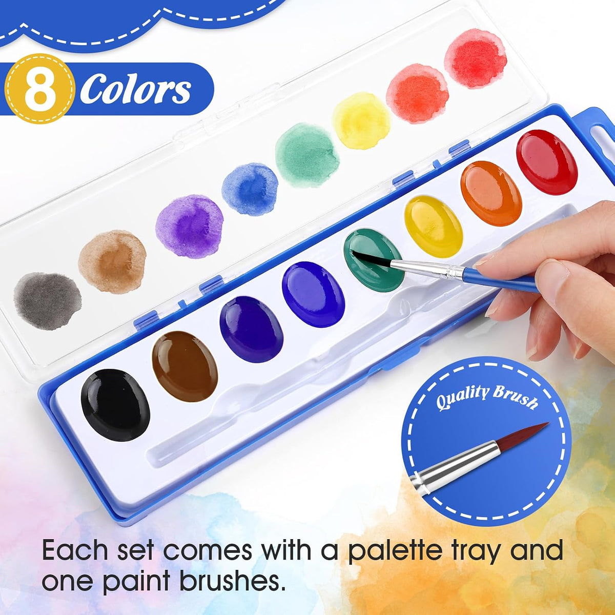 FUMILE Watercolor Paint Set Bulk - 8 color 60pack - image 2