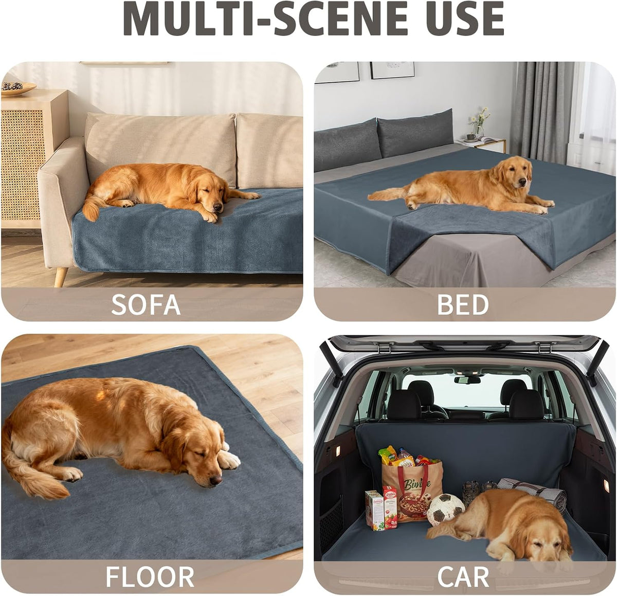 Ameritex Pet Bed Blanket Reversible 100% Waterproof Velvet Super Soft - 82x82 Inches / Blue+navyblue - image 2