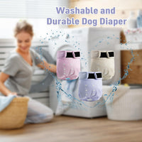 Reusable Dog Diapers Female Washable 3 Pack S Flowers for Heat – Essentials for Dogs - Khaki,Pink, Light Blue / M(12"-15"Waist) / 3 - image 2