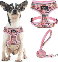 Pupteck Soft Mesh Dog Harness Sized and Leash Set Pet Puppy Cat - Pink (Snowmen) / S (NECK: 12", CHEST: 14"-18") / Classic over-the-head harness