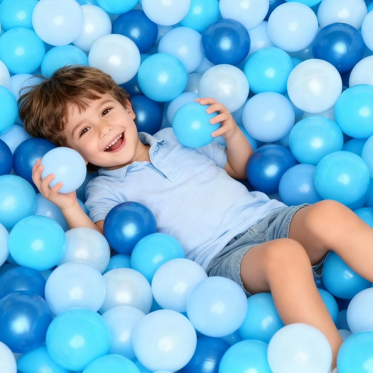 GOGOSO Ball Pits Balls for Toddlers Pack of 50 100 200 Plastics Shape - Pearl Blue Colors / 50 balls - image 4