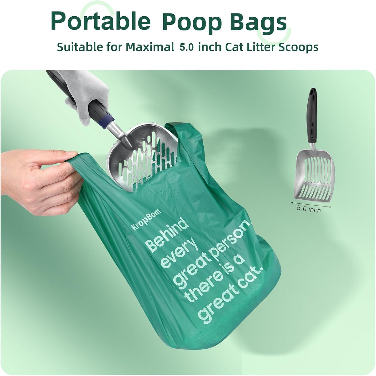 125 Count Cat Poop Bags with Handles - Unscented / 270 Count / Medium-14.5"x6.6" - image 2