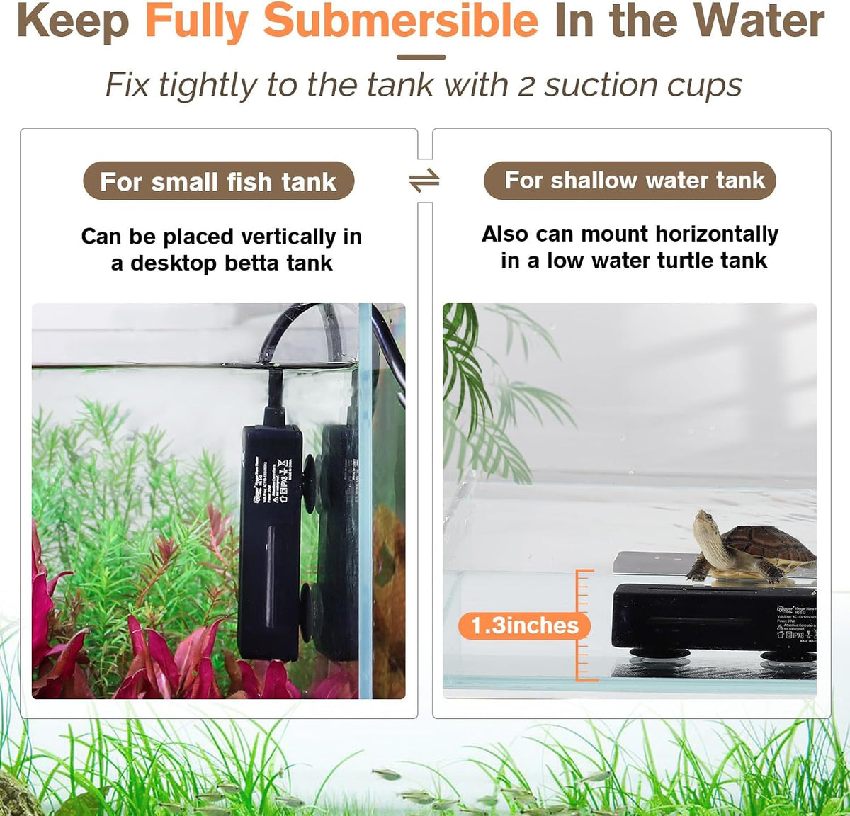 hygger Mini Fish Tank Submersible Heater 50W for 5-10 Gallons Small - 50 Watt - image 3
