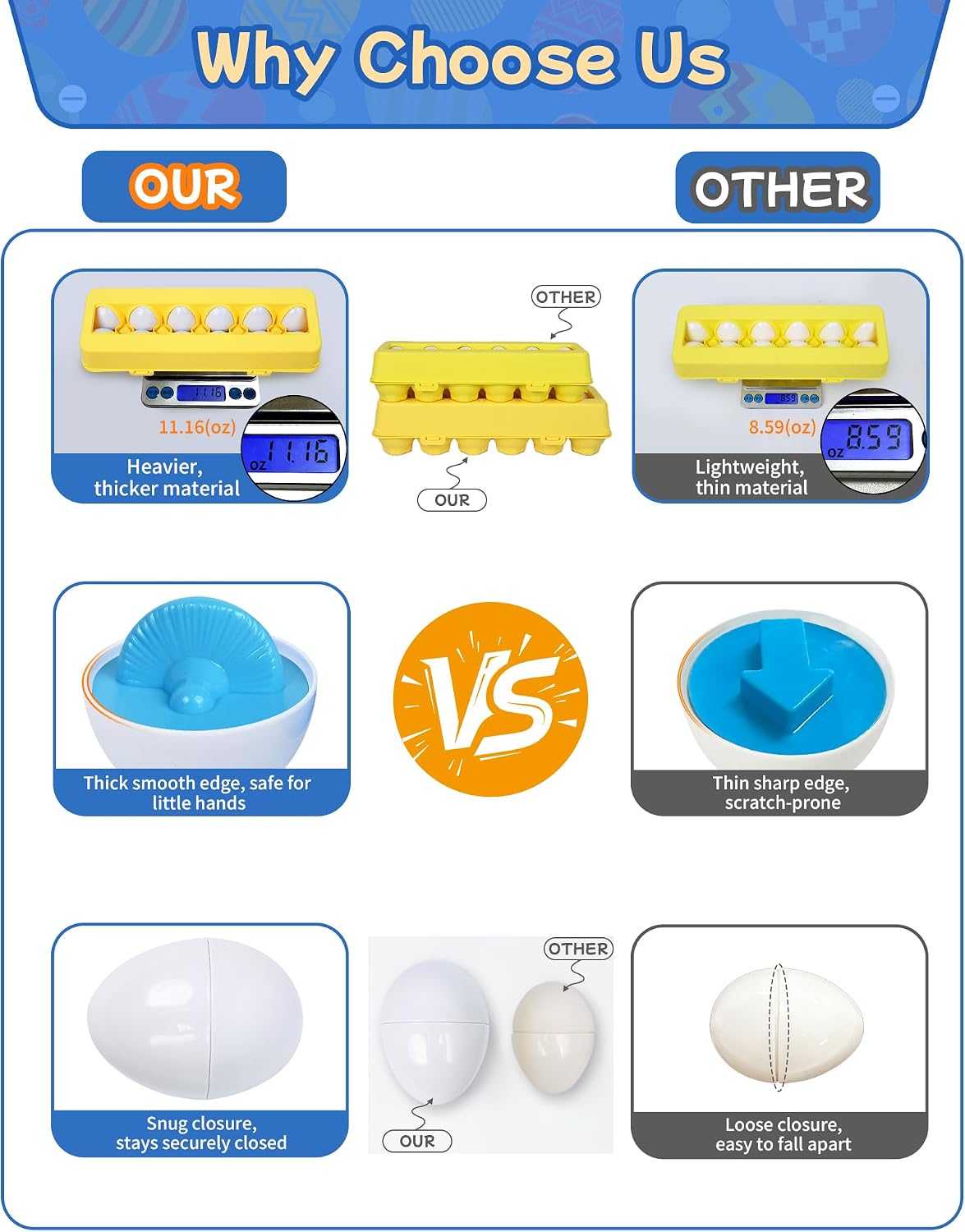 Tinabless Matching Eggs Toys 12 pcs Set Color & Shape Recognition - Yellow - Fruit & Vegetable Matching - image 4