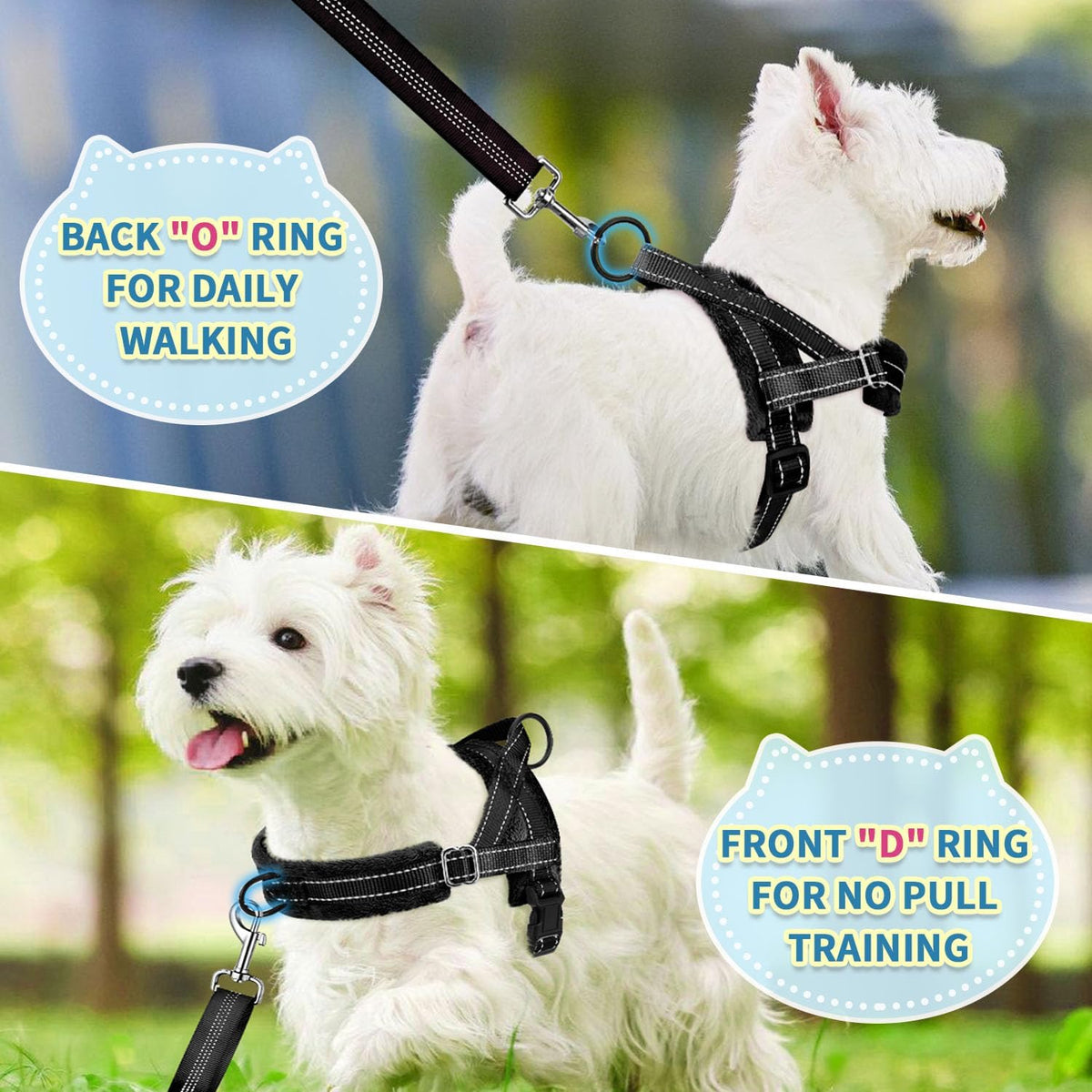 SlowTon No Pull Small Dog Harness and Leash Set with Front Clip – Essentials for Dogs - X-Small / Black - image 4