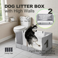 HQ4US 4LEGS Dog Litter Box Indoor High Walls - Grey / X-Large for Dog＜ 38" Length - image 2