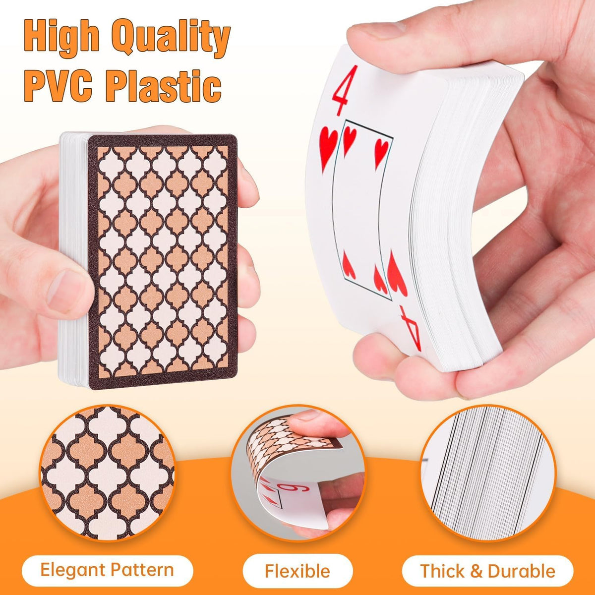 Teskyer Waterproof Plastic Playing Cards, 2 Decks, Large Index – Fun for Kids & Family - 2 Pack (Large Index) - image 3