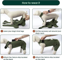 Kuoser Thigh Wound Protective Sleeve for Dogs, Dog Surgery Recovery Suit for Rear Legs, Dog Recovery Sleeve for Female Male Dogs, Dog Onesie After Surgery Pet Surgical Suit for Spay Neuter, Green L