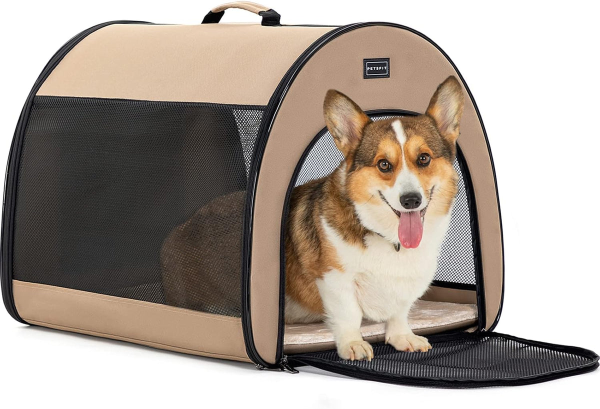 PETSFIT Portable Dog Crate, Travel Dog Crate, Roomy - Khaki / 20.0"L x 20.0"W x 26.5"H