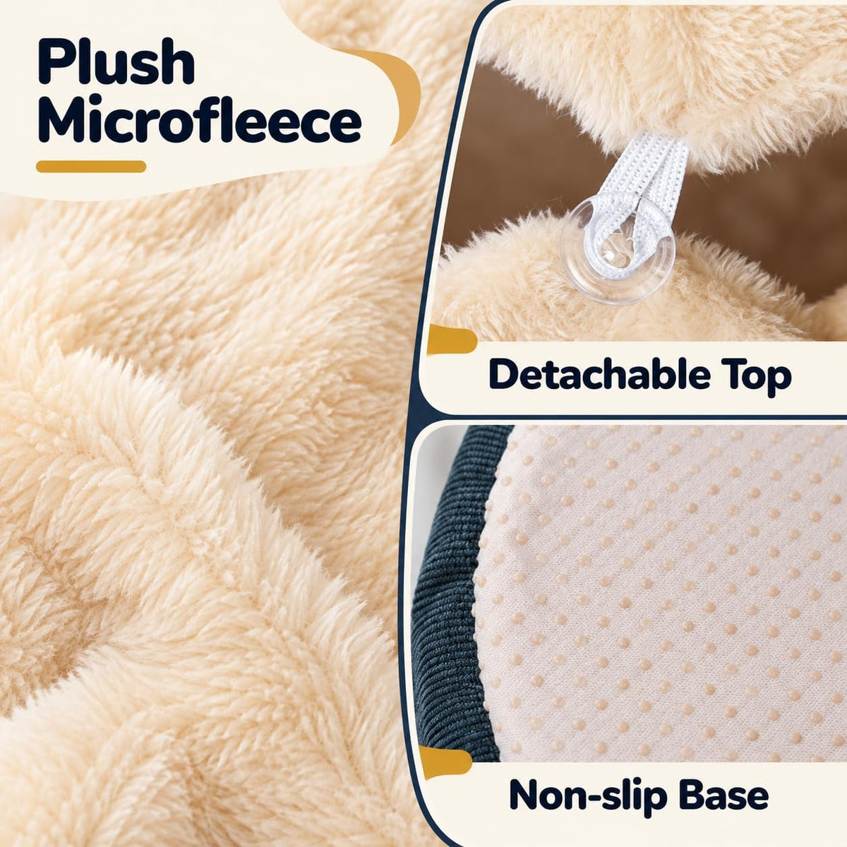 Cat Bed Cave, Enclosed Hideaway with Detachable Lid for Kitten - Yellow - image 3